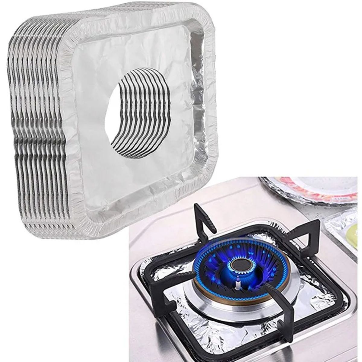 GENERICO - PROTECTOR DE HORNILLAS  PARA COCINA DE ALUMINIO X 10 UNID