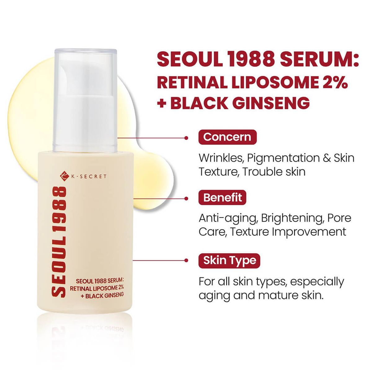 GENERICO - K-SECRET SEOUL 1988 SERUM RETINAL LIPOSOME 2%+ BLACK GINSENG 30ML