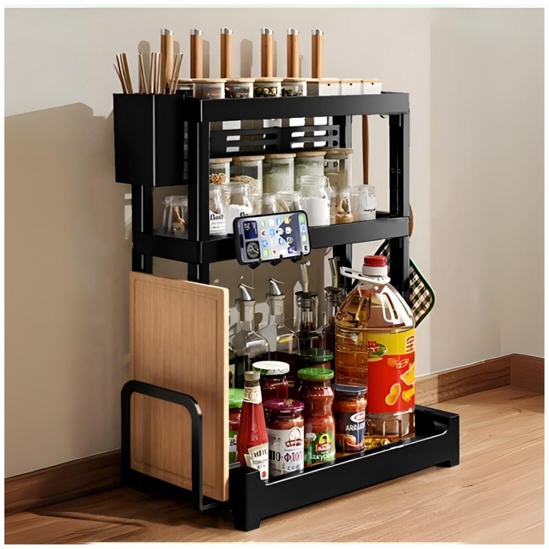 MINARI - Estante Organizador de Cocina con Porta Cubiertos Cuchillos y Tabla EN65