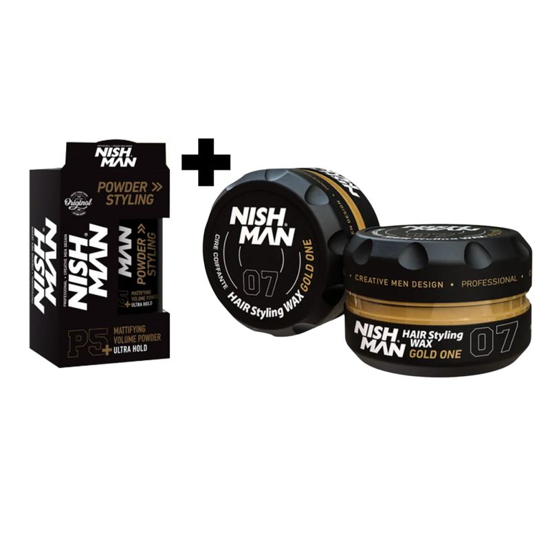 GENERICO - Pack Cera para el Cabello Nishman 07 Gold One y Polvo texturizador