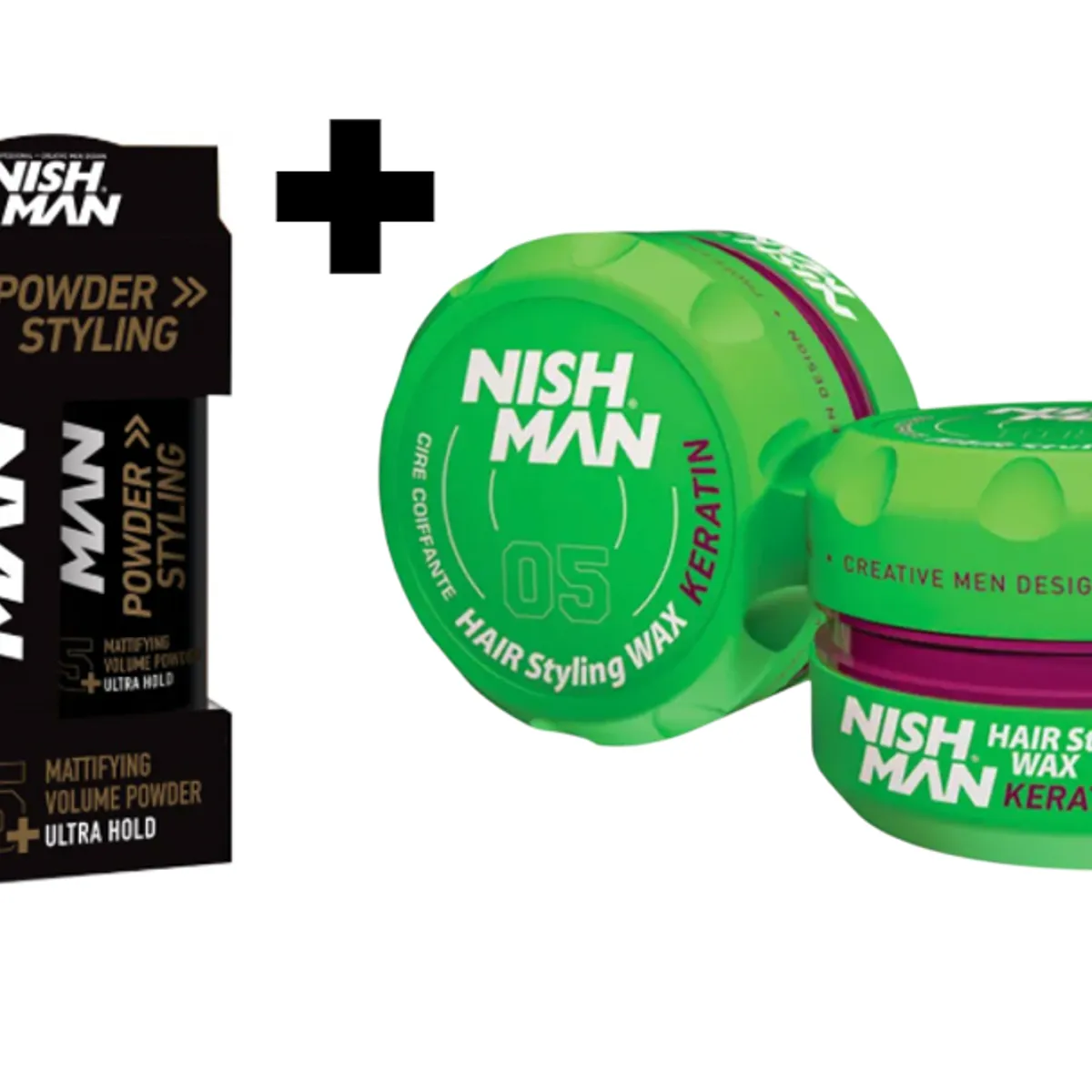 GENERICO - Pack Cera para el cabello Nishman Keratina 05 y Polvo texturizador 20g