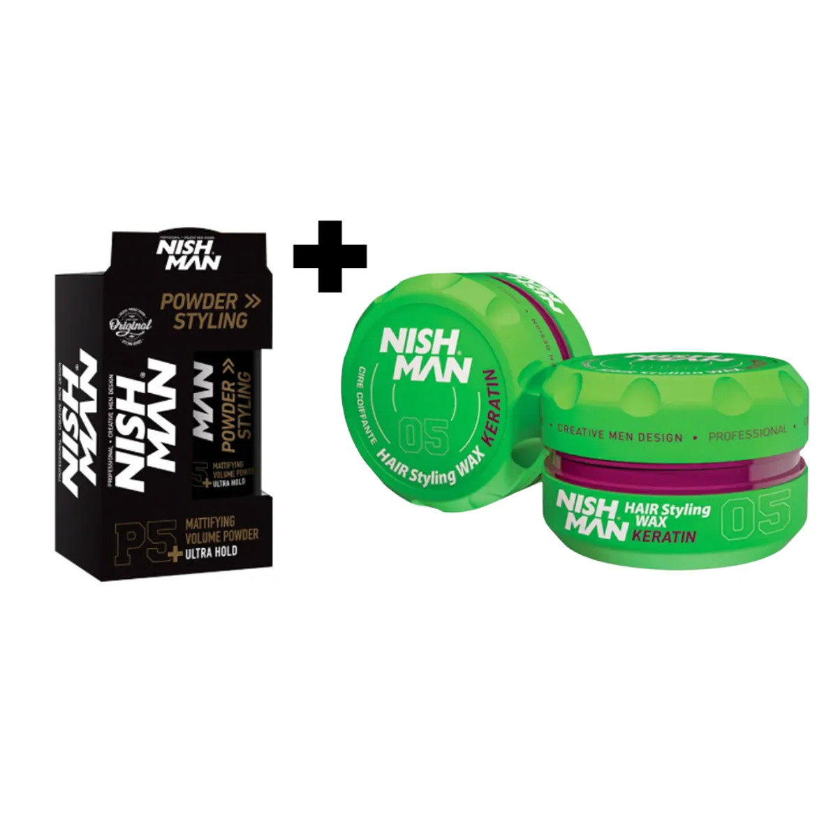 GENERICO - Pack Cera para el cabello Nishman Keratina 05 y Polvo texturizador 20g