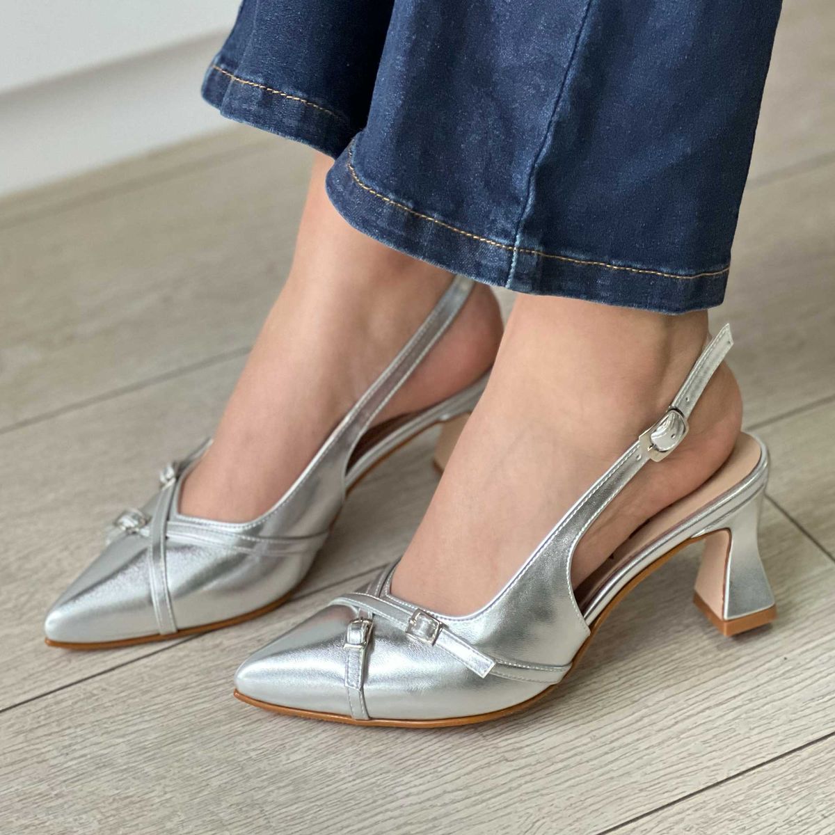 GENERICO - STILETTO ANITA CUERO PLATA FIESTA PARA MUJER