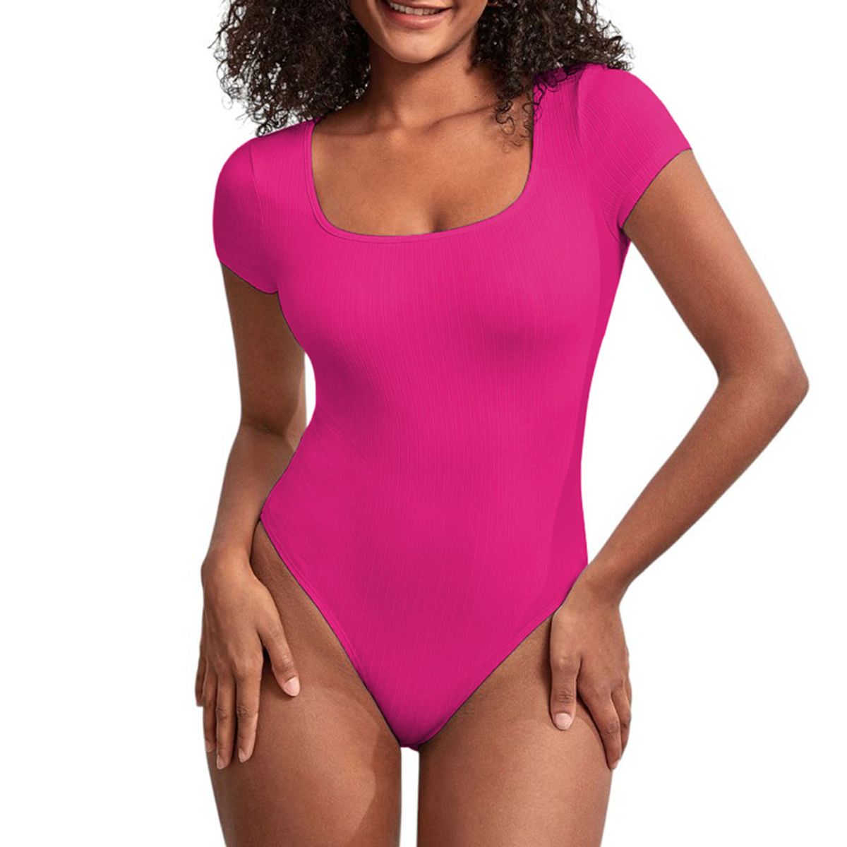 GENERICO - Body Manga Corta Anasotluc-17 Rib Color Fucsia