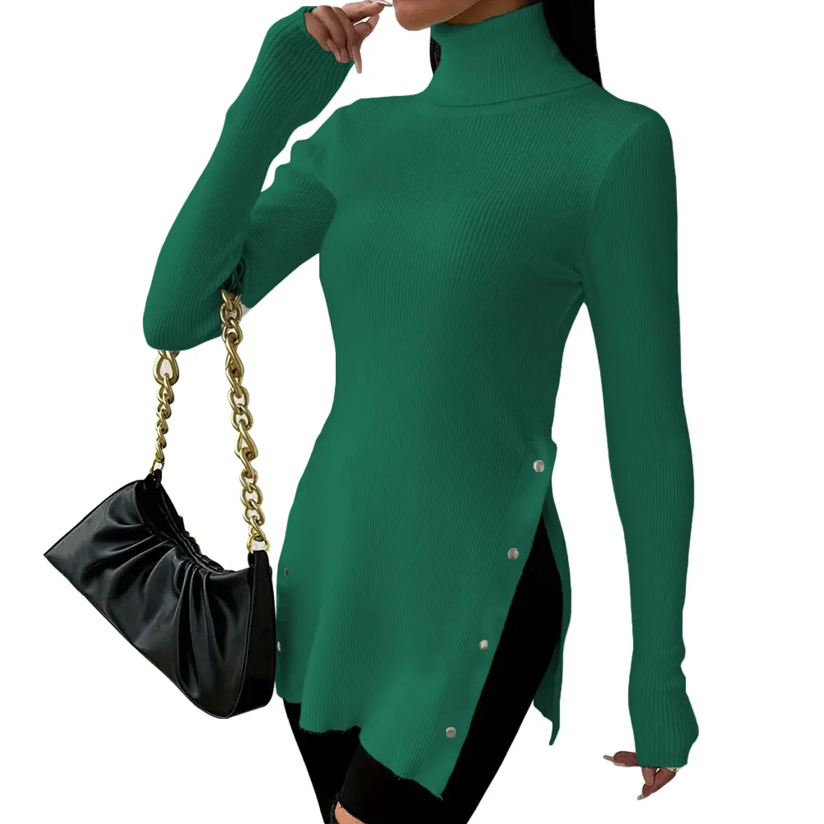 GENERICO - Cafarena Manga Larga Broche Rib Sand Fab-18 Color Verde