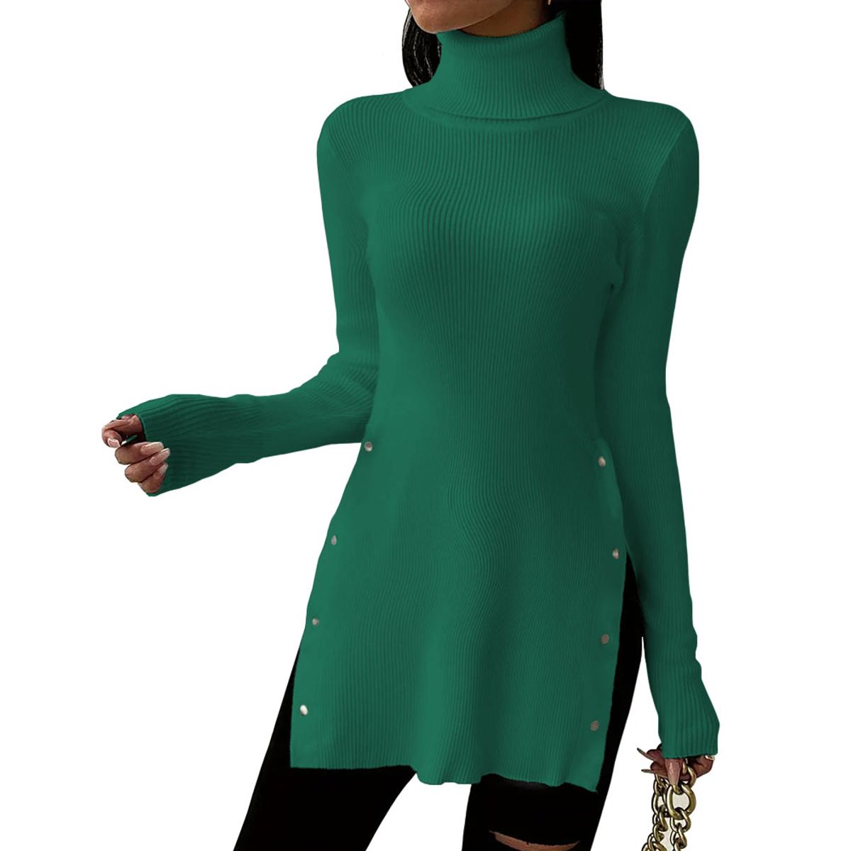 GENERICO - Cafarena Manga Larga Broche Rib Sand Fab-18 Color Verde