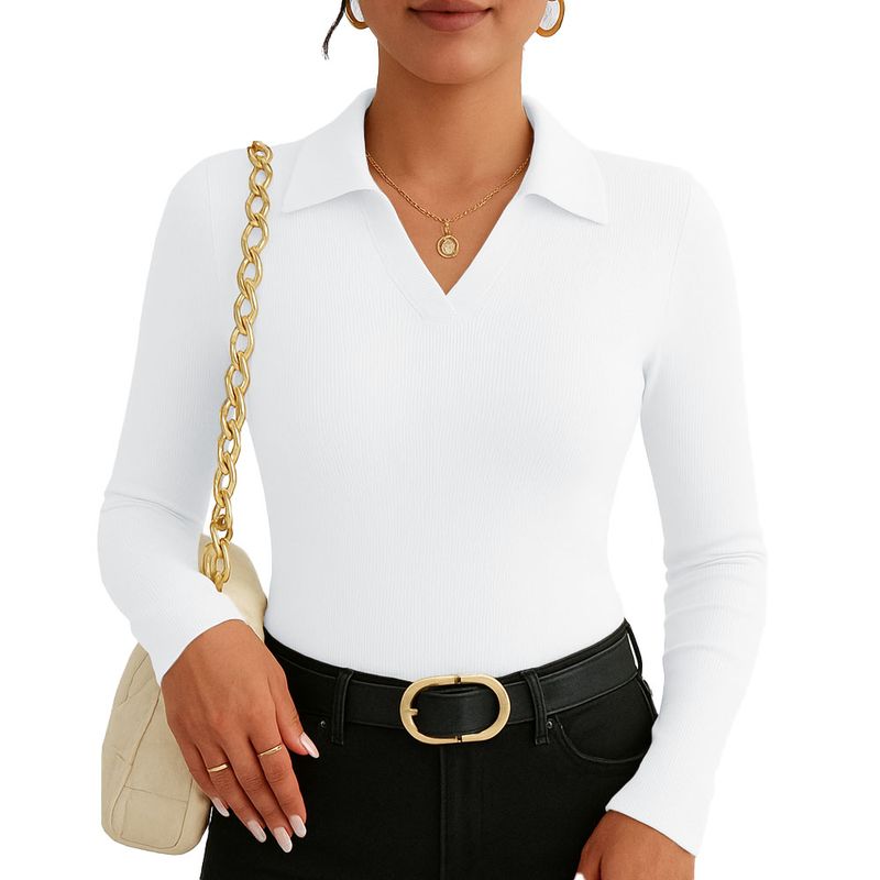 GENERICO - Polo Mujer Camisero Manga Larga 716 Fab-15 Color Blanco