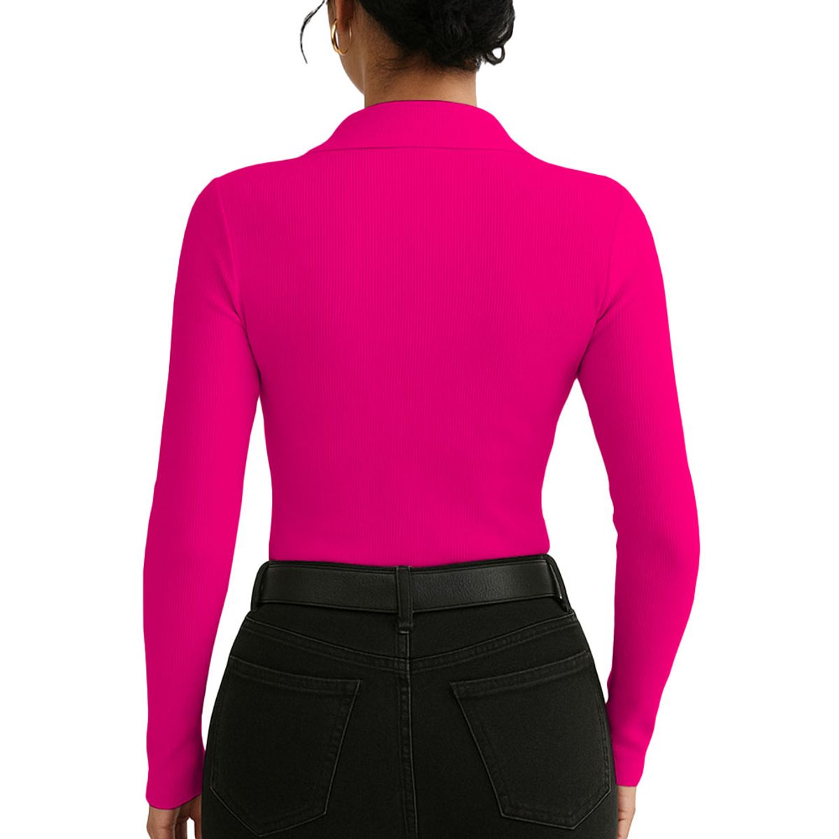 GENERICO - Polo Mujer Camisero Manga Larga 716 Fab-15 Color Fucsia