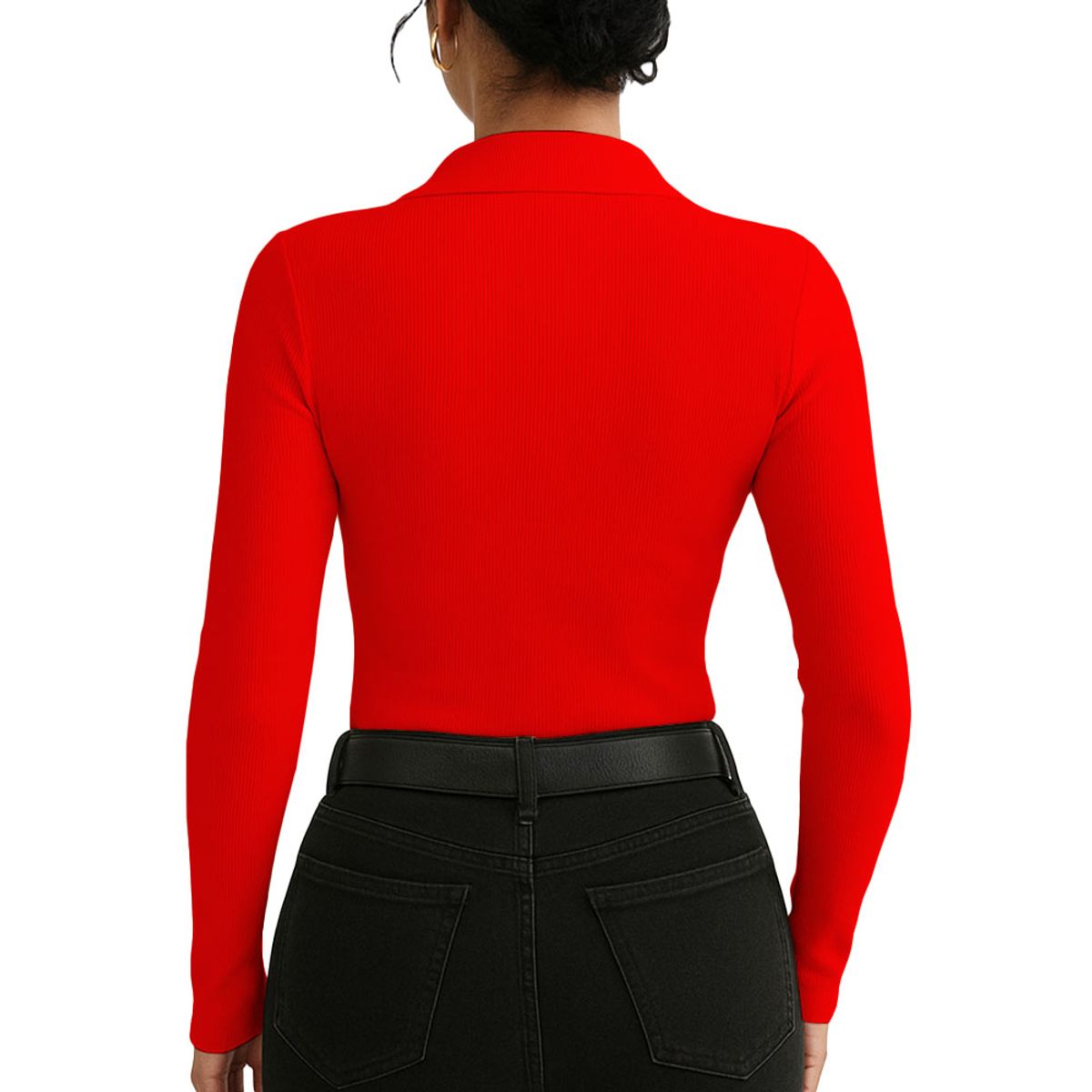 GENERICO - Polo Mujer Camisero Manga Larga 716 Fab-15 Color Rojo