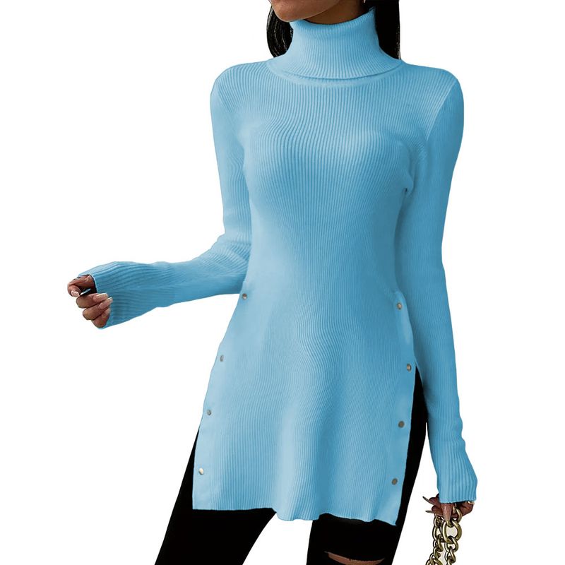 GENERICO - Cafarena Manga Larga Broche Rib Sand Fab-18 Color Celeste