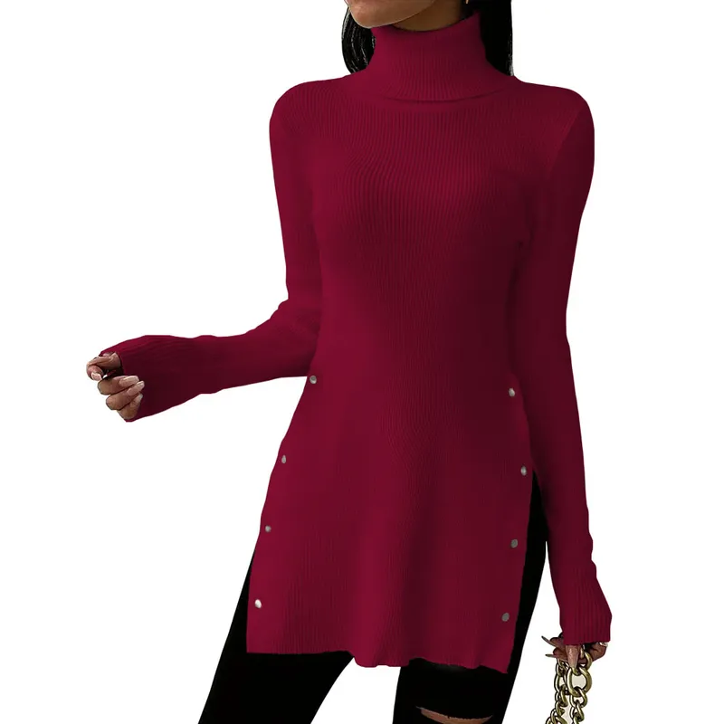 GENERICO - Cafarena Manga Larga Broche Rib Sand Fab-18 Color Vino