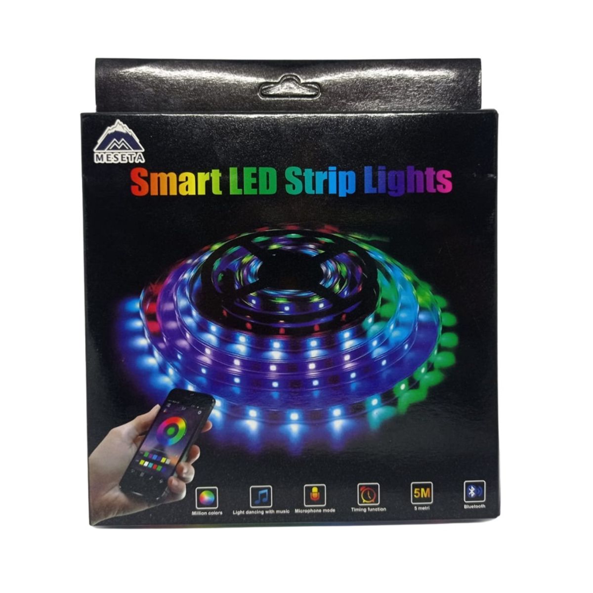 GENERICO - Cinta Tira Led Rgb 5m Música Bluetooth Usb Con App - Meseta