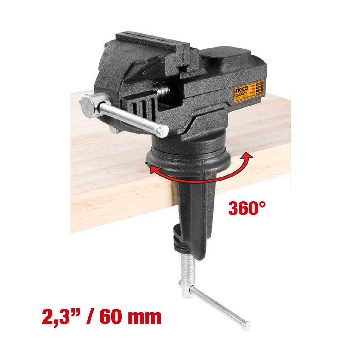 INGCO TOOLS - Tornillo Morza De Banco Giratorio 60mm Cyunque Ingco Hbv082