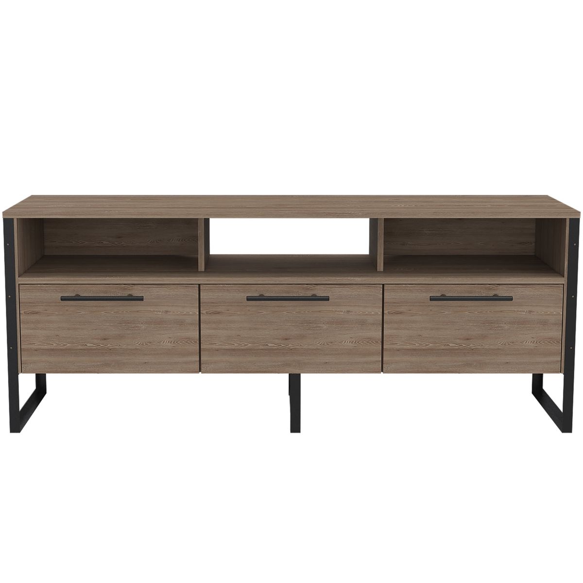 FMFURNITURE - Rack Tv 60 Con 3 Puertas Y 3 Repisas Fm-009C - Cafe Claro