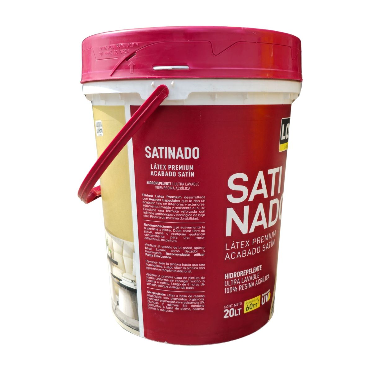 LOSARO - Pintura Látex Premium Satinado Losaro 20L 5 Gal Blanco - Anti hongos