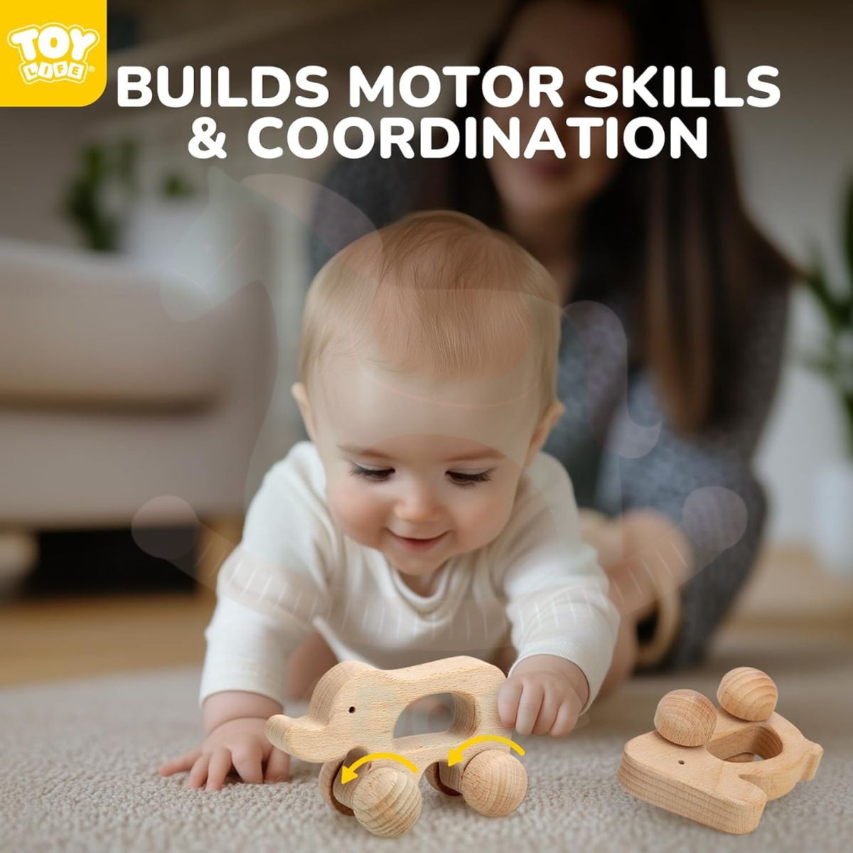 GENERICO - Coches de Madera Montessori para Bebés 0 a 3 Años