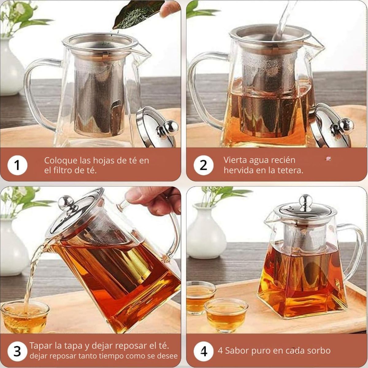 ICHIMATSU - Tetera de vidrio borosilicato base cuadrada c/ filtro 950 ml-Ichimatsu