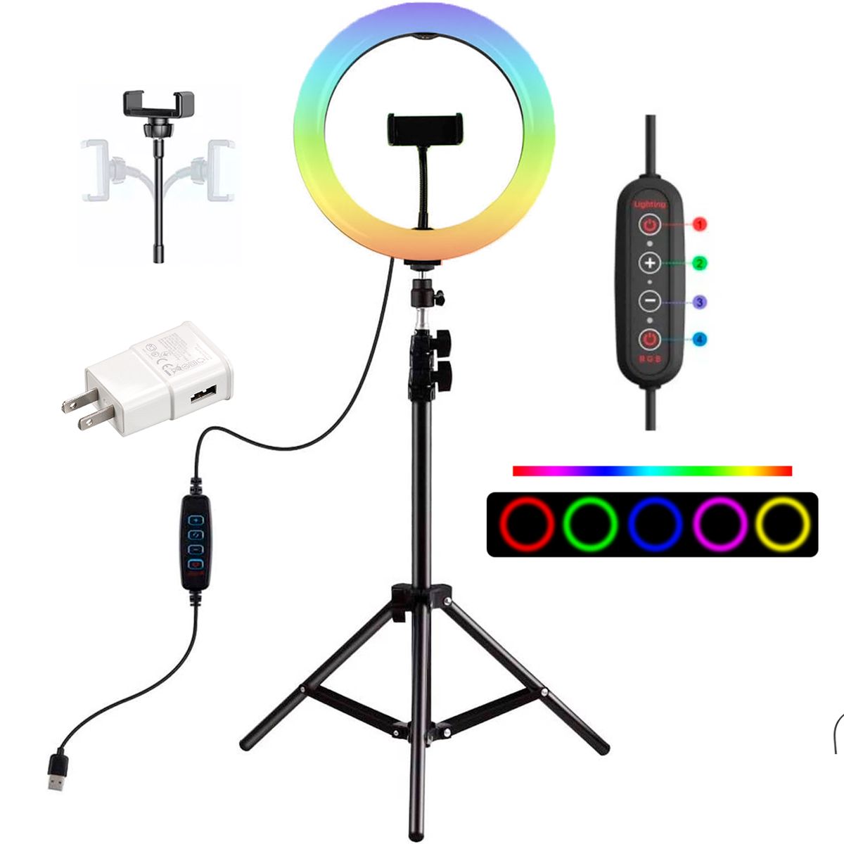 GENERICO - Aro De Luz Rgb 30cm para TikTok Redes Trípode 210cm Cargador