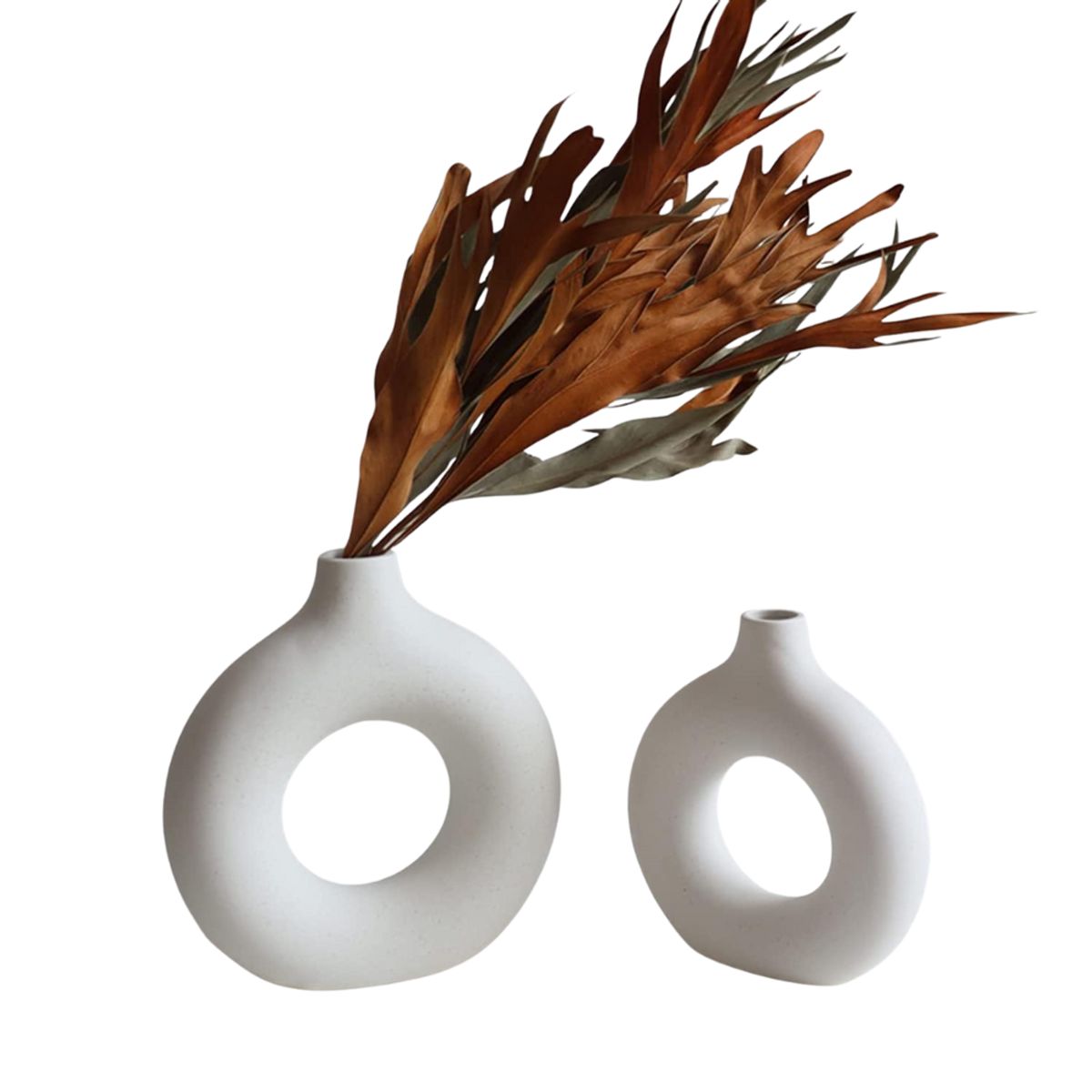 INSPIRA - Set de 2 Floreros Decorativos de Cerámica Diseño Circular