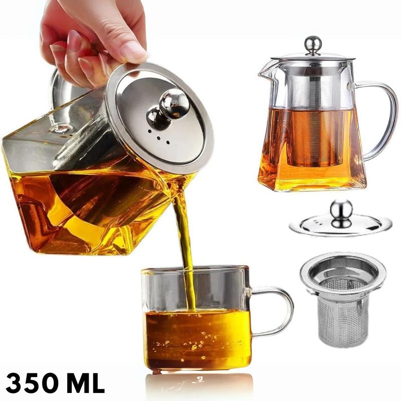 ICHIMATSU - Tetera de vidrio borosilicato base cuadrada c/filtro 350 ml- ICHIMATSU