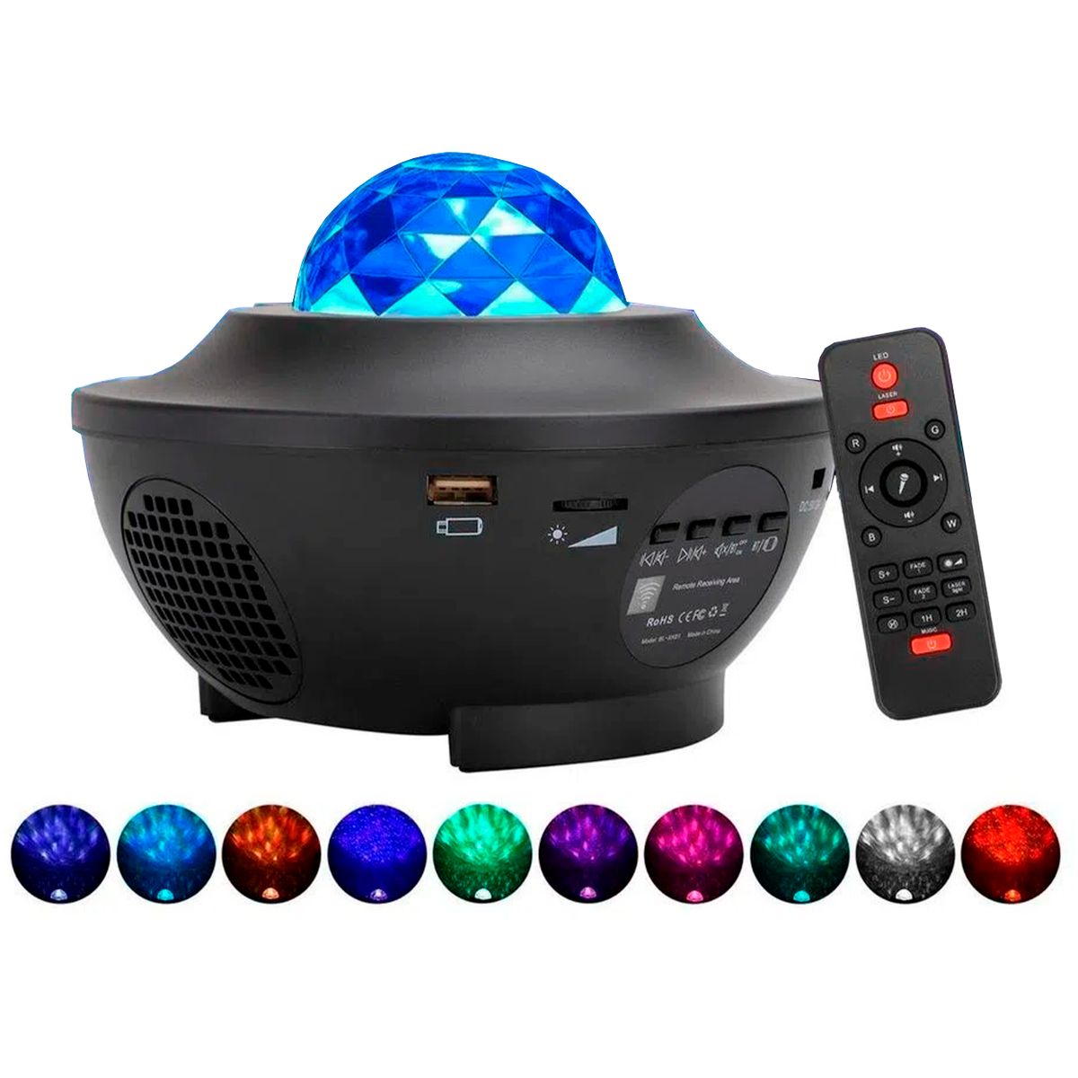 GENERICO - Proyector LED Portátil Bluetooth Parlante y Efecto Galaxia Nebulosa