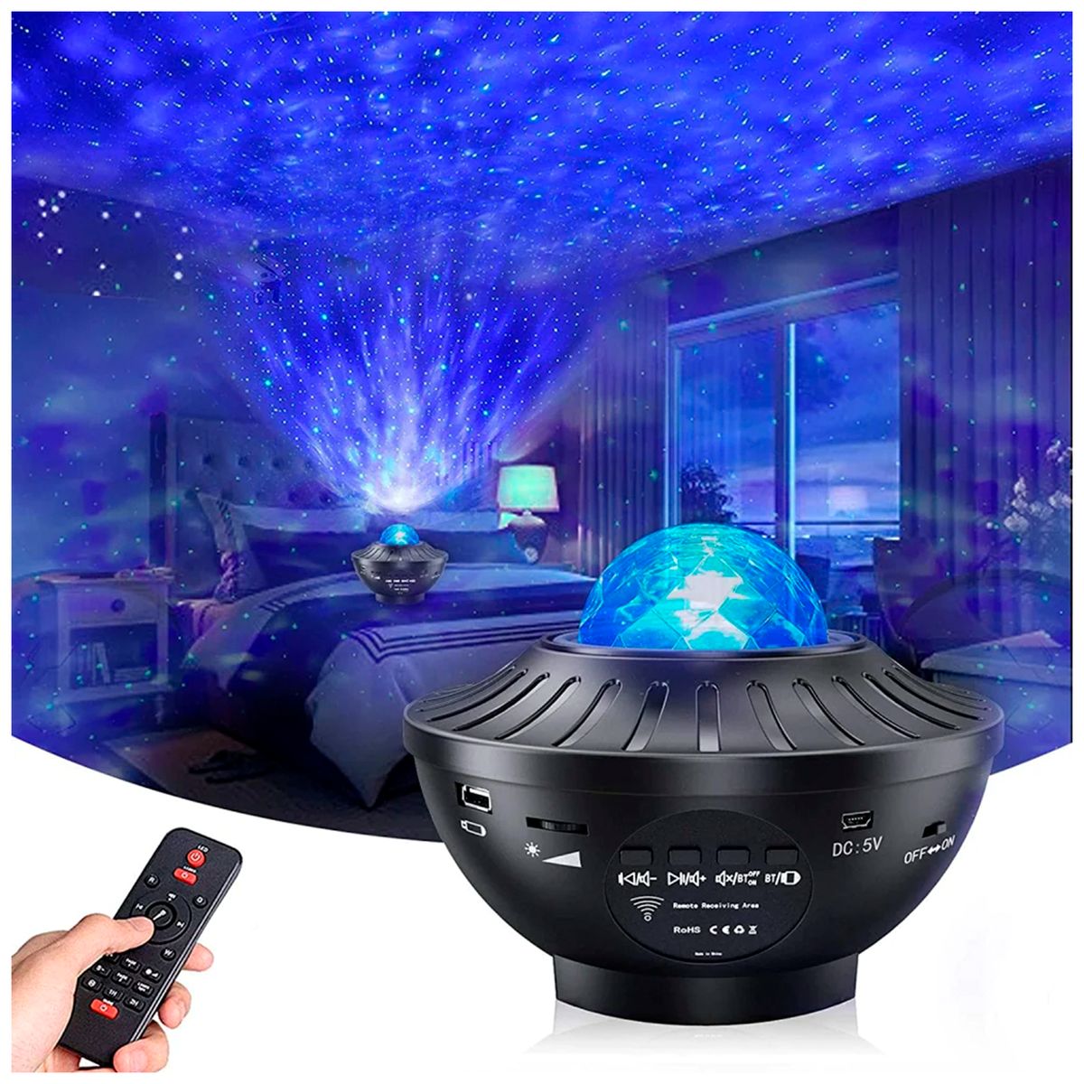 GENERICO - Proyector LED Portátil Bluetooth Parlante y Efecto Galaxia Nebulosa