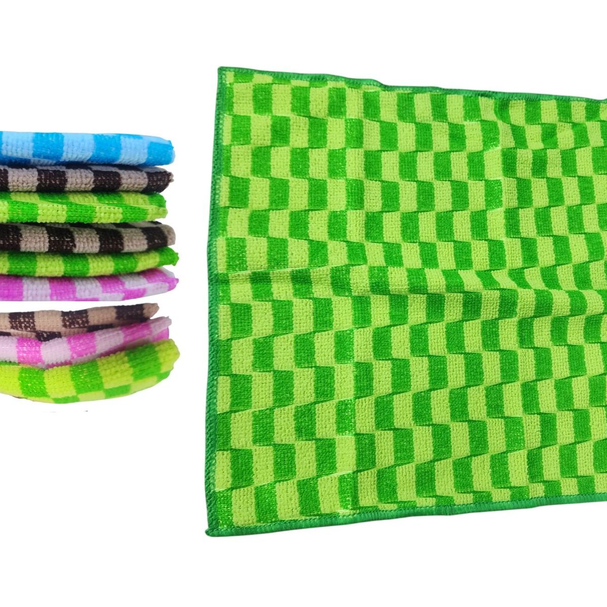 GENERICO - 9 Paños de microfibra 30x30cm cuadros multicolor