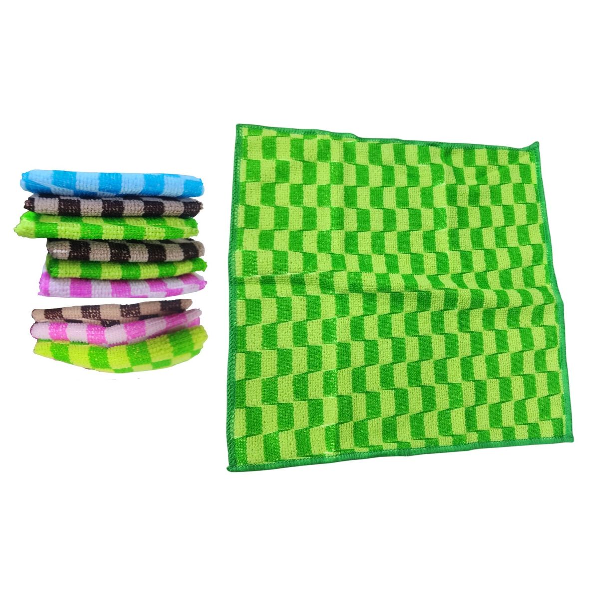 GENERICO - 9 Paños de microfibra 30x30cm cuadros multicolor