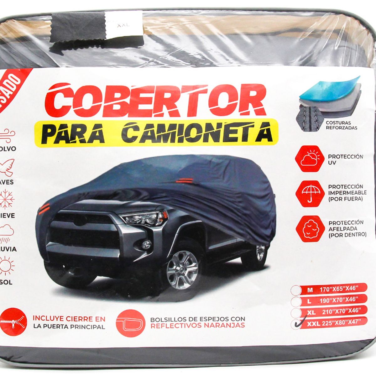 GENERICO - Cobertor Jeep L con Reflectores 482x198x145 cm Gris