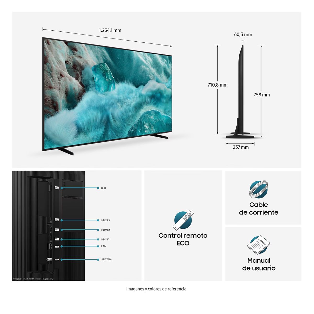 SAMSUNG - Televisor Samsung QLED 55 Visión AI Smart TV QN55Q7FAAGXPE + Antena