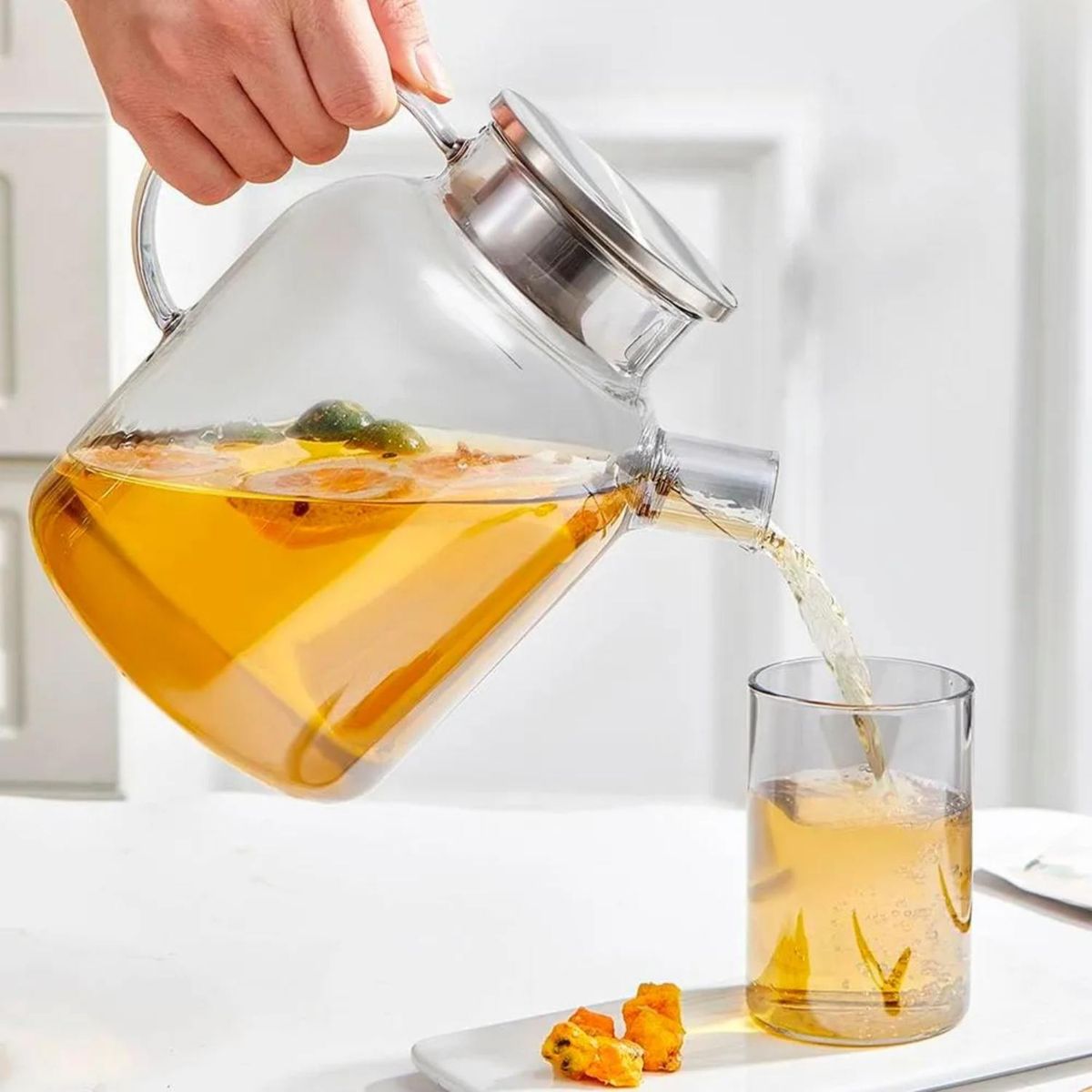 ICHIMATSU - Tetera de vidrio borosilicato con tapa de acero 1.8 L- ICHIMATSU