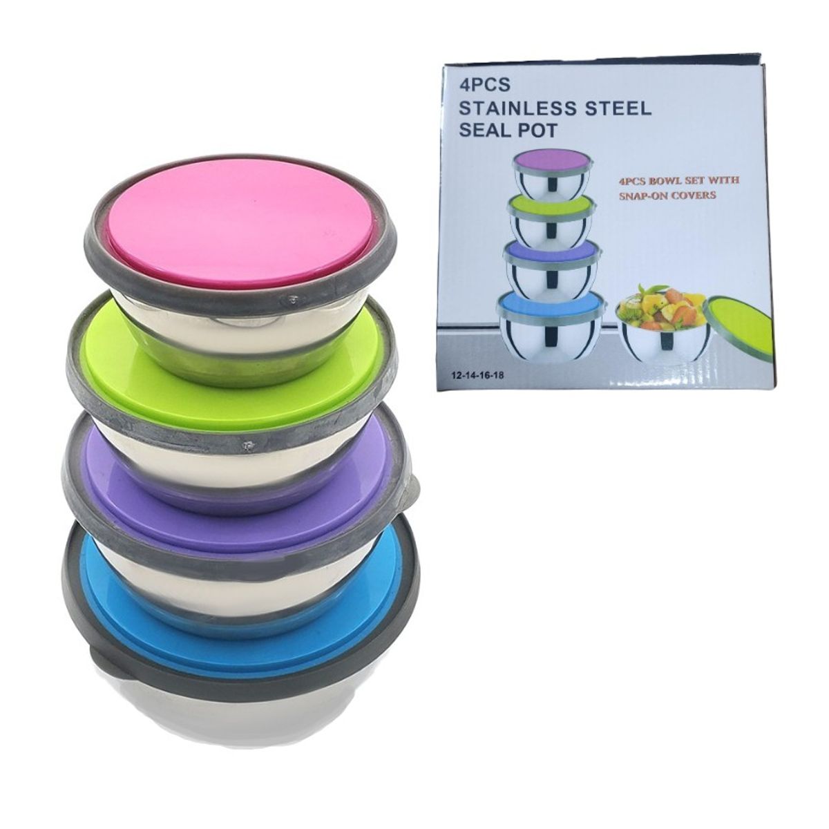 GENERICO - Set de 4 tazones de acero inoxidable