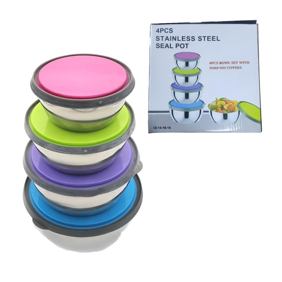 GENERICO - Set de 4 tazones de acero inoxidable