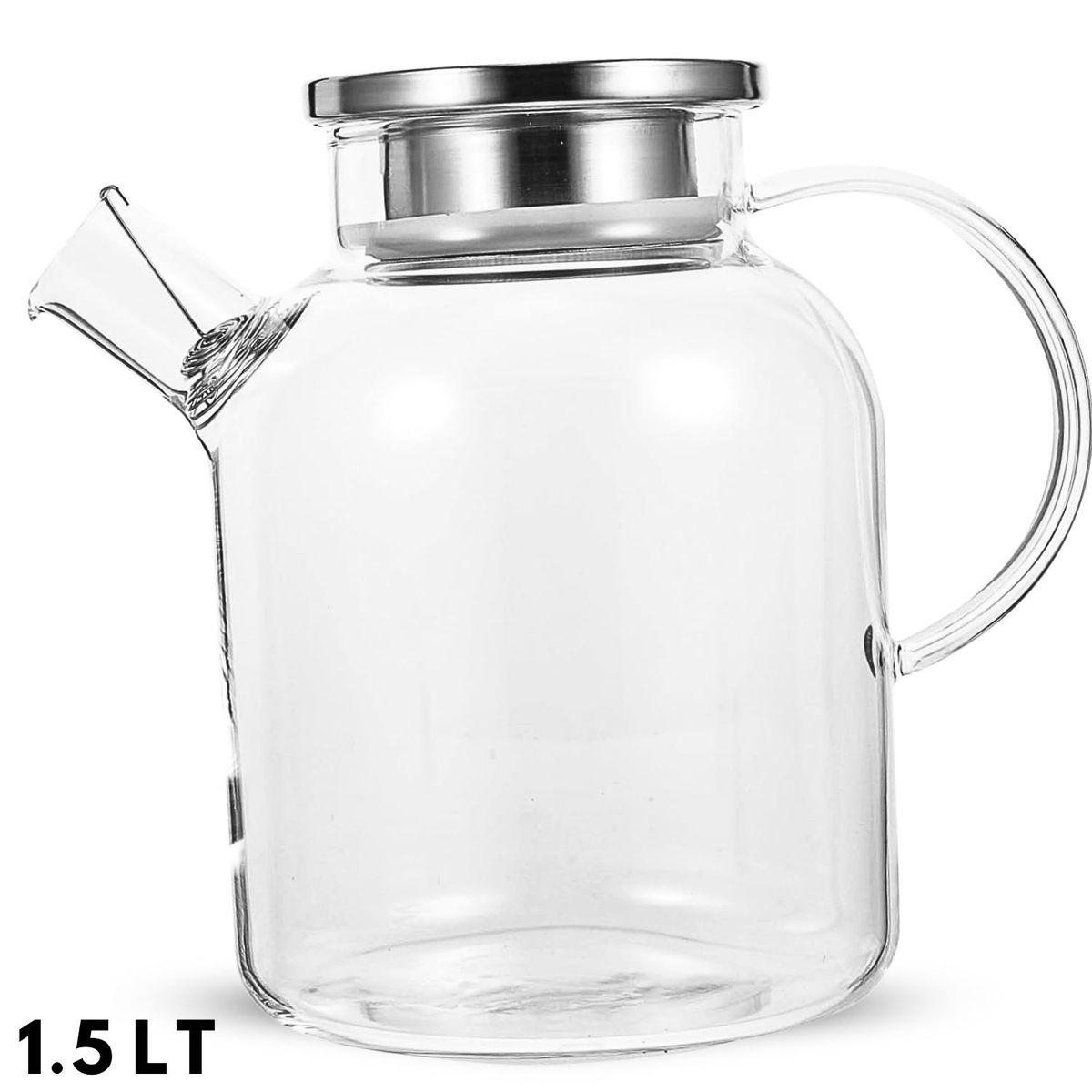 ICHIMATSU - Tetera de vidrio borosilicato con tapa de acero 1.5 L-Ichimatsu