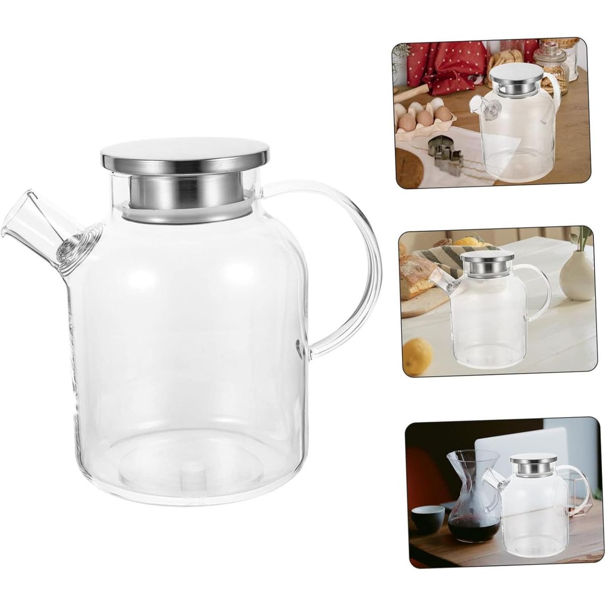 ICHIMATSU - Tetera de vidrio borosilicato con tapa de acero 1.5 L-Ichimatsu