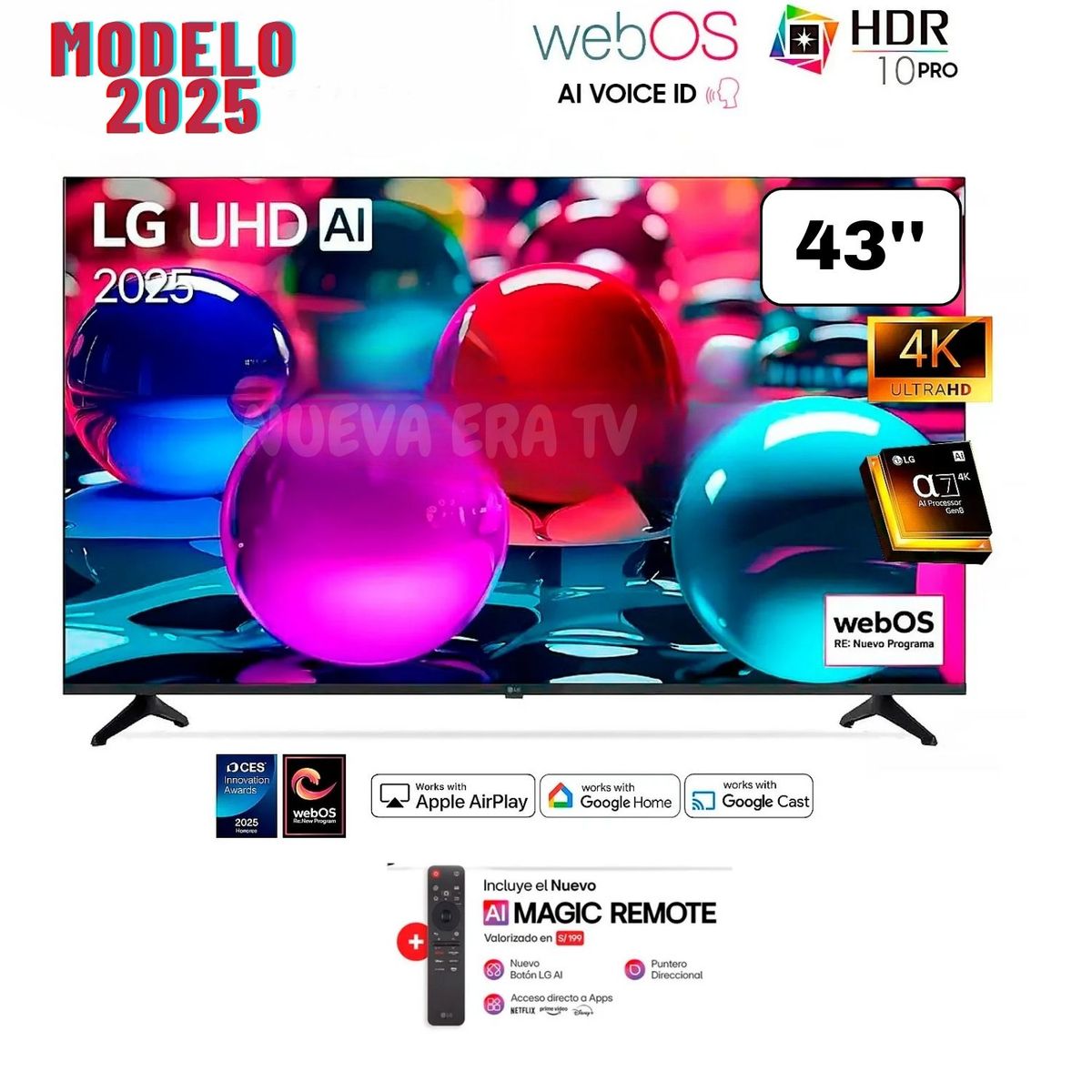 LG - TELEVISOR LG 43" 43UA7300PSB 4K UHD AI SMART TV  + CONTROL MAGIC 2025