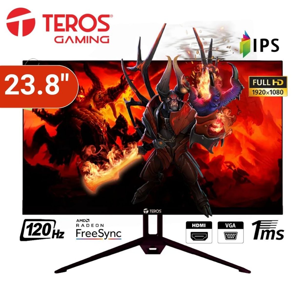 TEROS - Monitor Teros Gaming TE-2415S 23.8"   IPS FHD 120Hz 1ms - Negro
