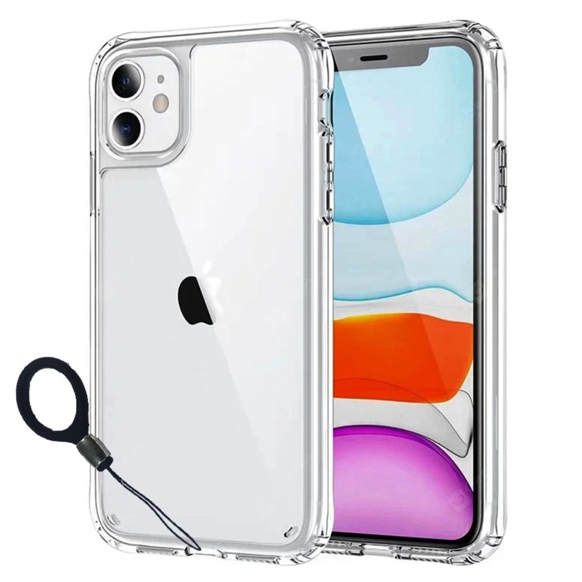 GENERICO - Case Para iPhone 11 Pro 5.8 Transparente + Aro Sujetador