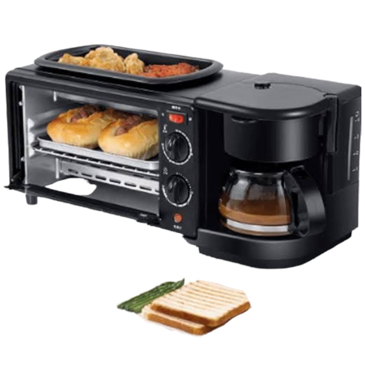 GENERICO - Kit De Desayuno Tostadora3en1 Hornoeléctrico Máquinacafetera