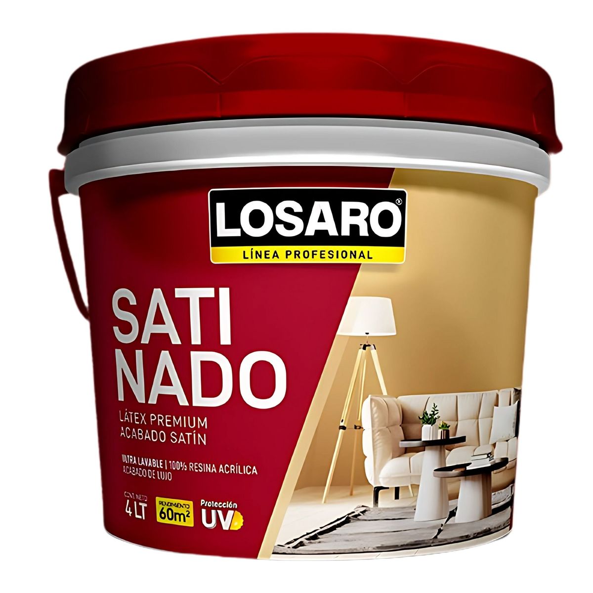 LOSARO - Pintura Látex Premium Satinado Losaro 4L  Blanco - Anti hongos
