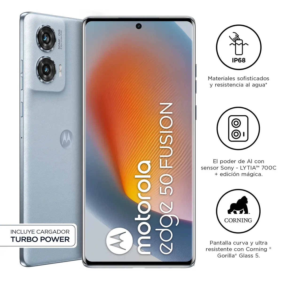 MOTOROLA - Celular Moto Edge 50 Fusion 8GB + 256GB Azul Artico