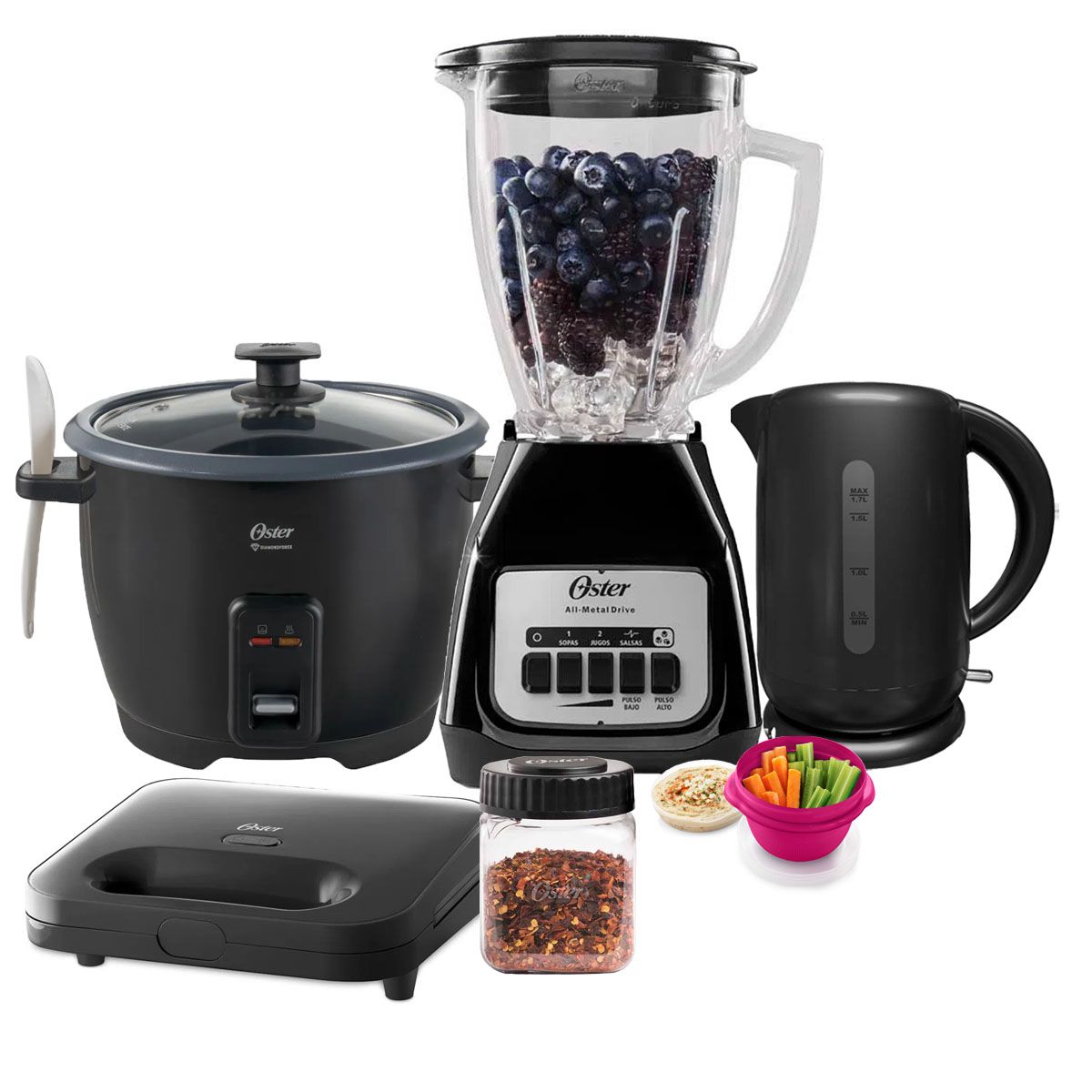 OSTER - Super Kit Oster Licuadora + Arrocera + Hervidor + Sandwichera