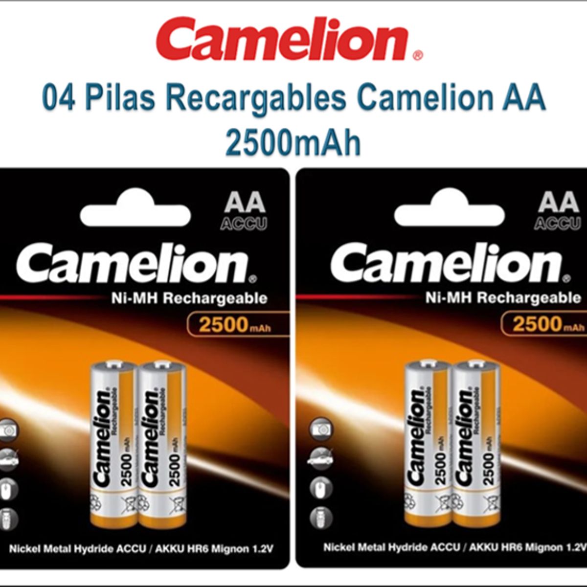 CAMELION - PACK DE 4 PILAS CAMELION AA 2500mAh RECARGABLE