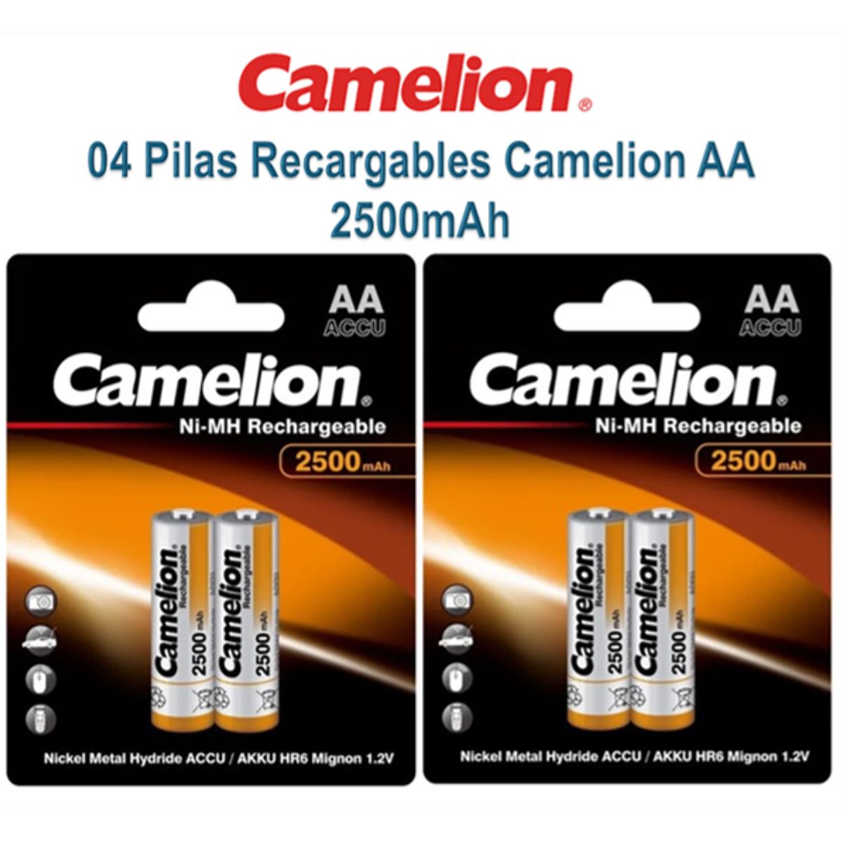 CAMELION - PACK DE 4 PILAS CAMELION AA 2500mAh RECARGABLE