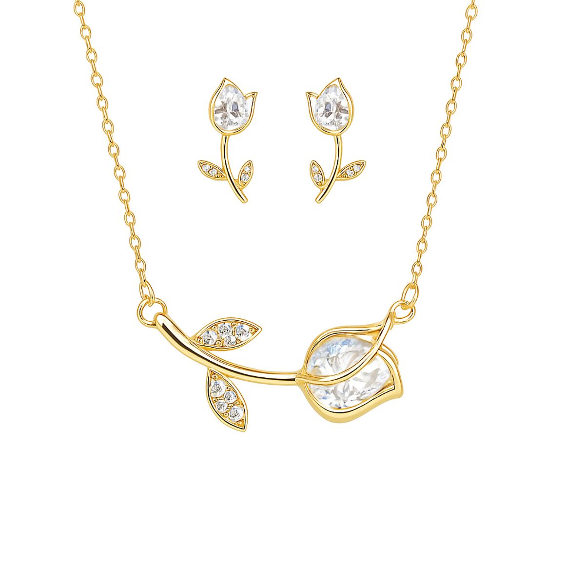 GENERICO - Set collar + Aretes tulipan Mujer Colgante Primavera