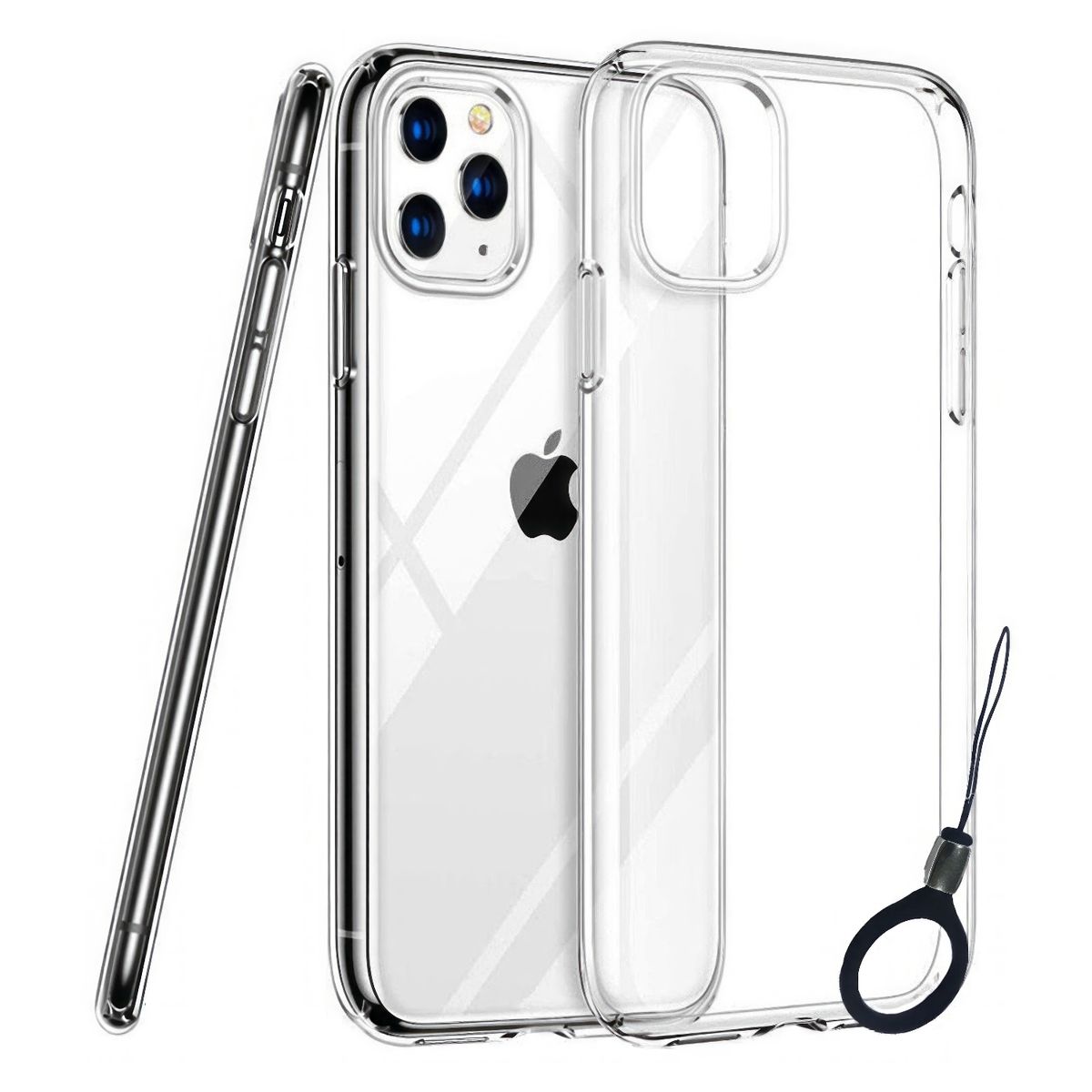 GENERICO - Pack X 2 Und Case para iPhone 11 Pro 5.8 Transparente + Aro Sujetador