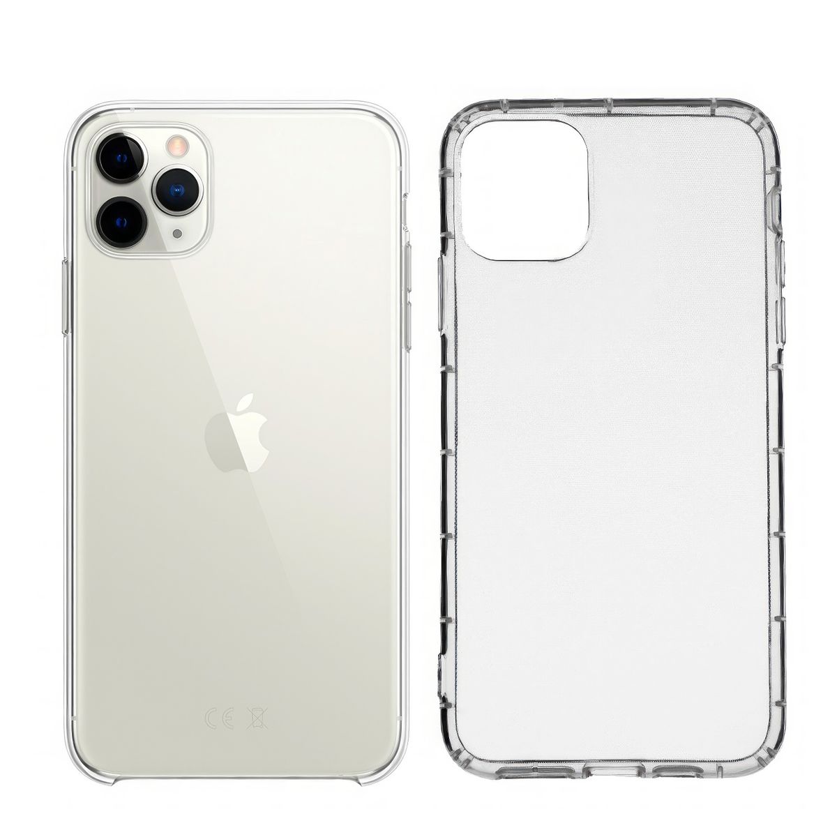 GENERICO - Pack X 2 Und Case para iPhone 11 Pro 5.8 Transparente + Aro Sujetador