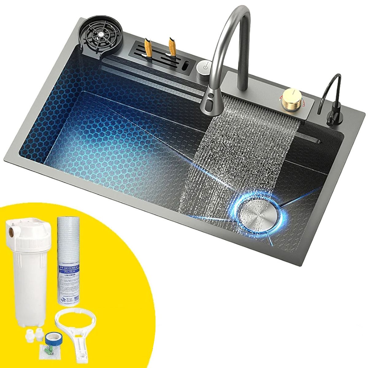 FRITECSA - Lavadero Multifuncional y Filtro Con Carcaza y Porta-cuchillos