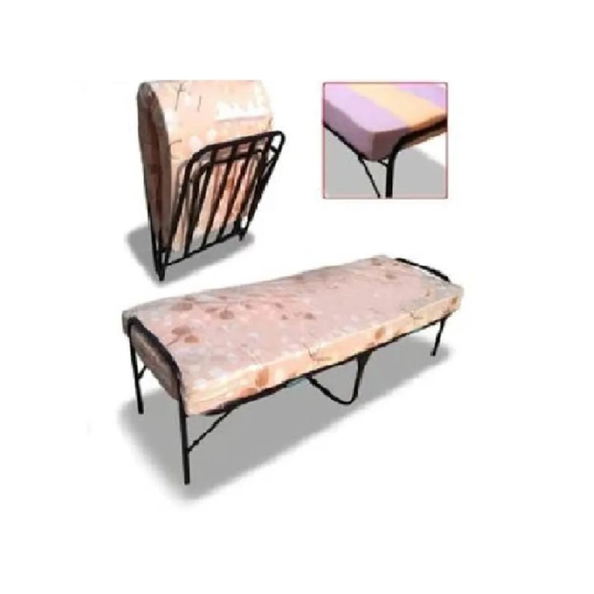 LH ELECTRONIC - Cama Plegable 1 Plaza + Colchón 2Pulg