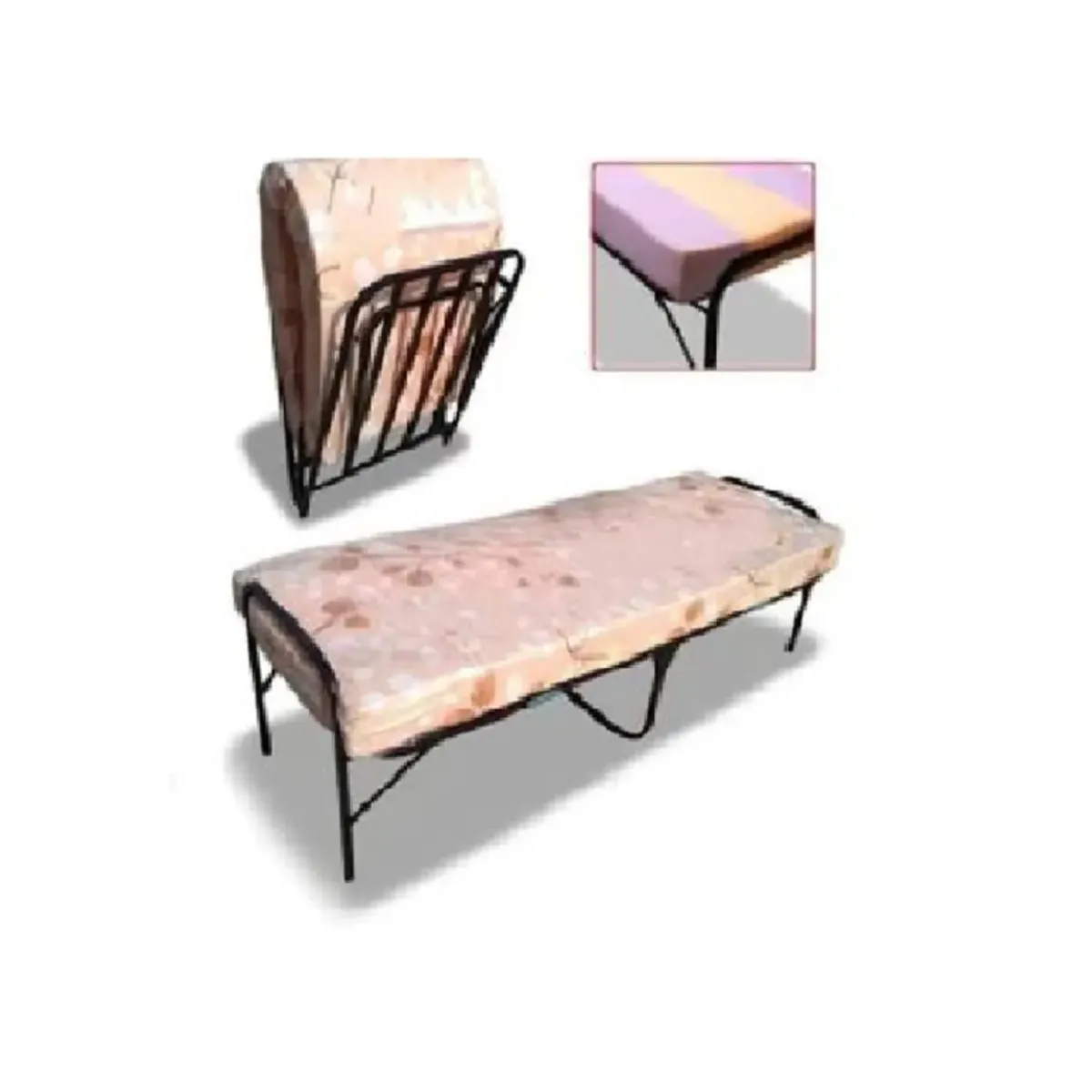 LH ELECTRONIC - Cama Plegable 1 Plaza + Colchón 2Pulg